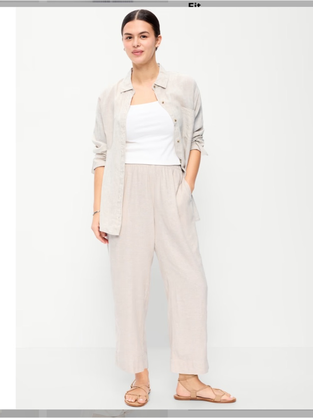 Old Navy Flax High-Rise Straight Ankle Pants Linen Blend